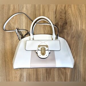 Cromia White Blush Leather Structured Satchel Gold Hardware Made in Italy